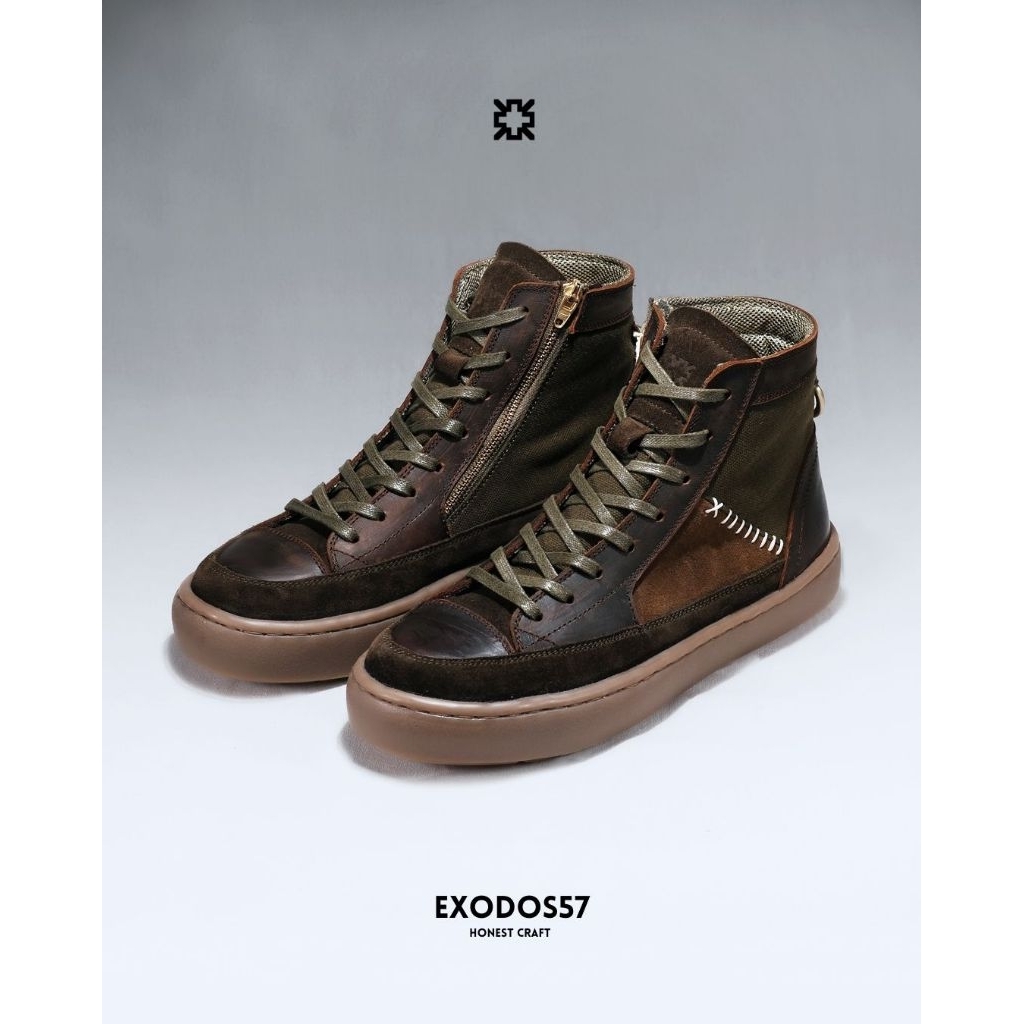 EXODOS57 - Sepatu Kulit Sneakers Pria - Samsara Dark Brown