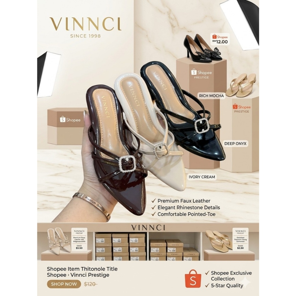 Sandal Heels Wanita Vincci Pointed Toe Tali Kristal / Sendal Pesta Hak Tahu Strap Diamond / Sepatu K