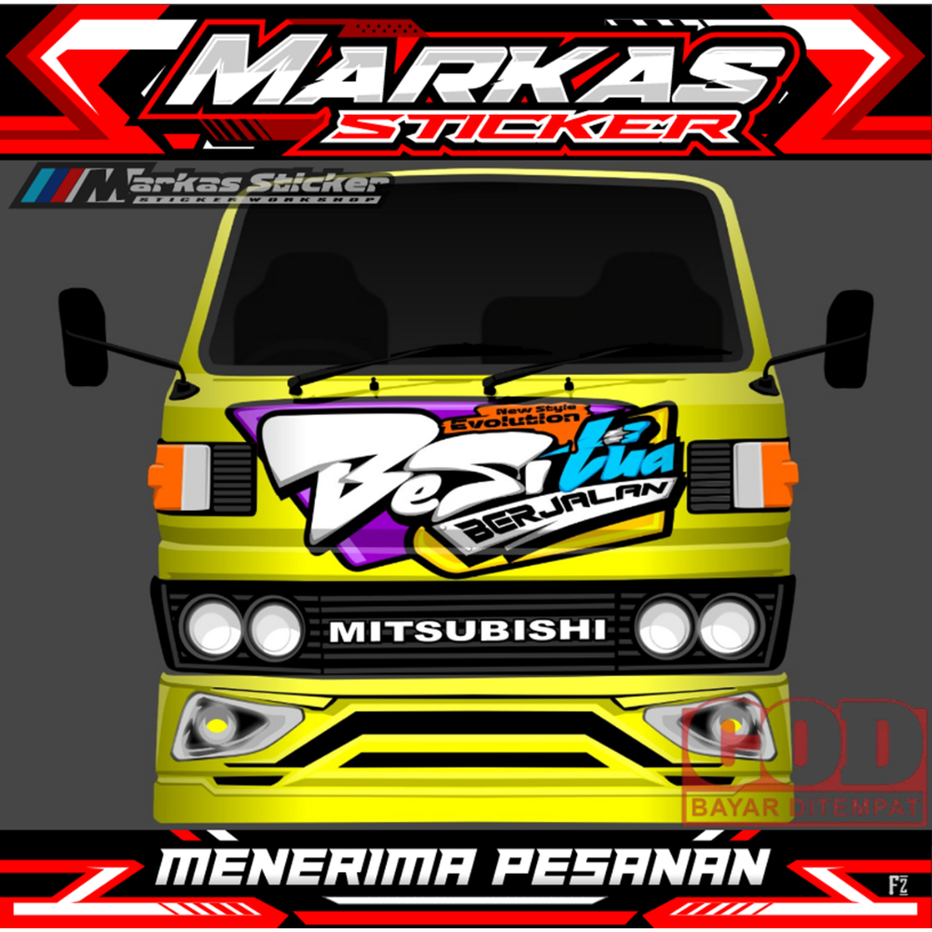 Stiker Decal Printing Variasi Kabin Depan Truk Umplung - Stiker Kabin Depan Truk Umplung Desain Besi