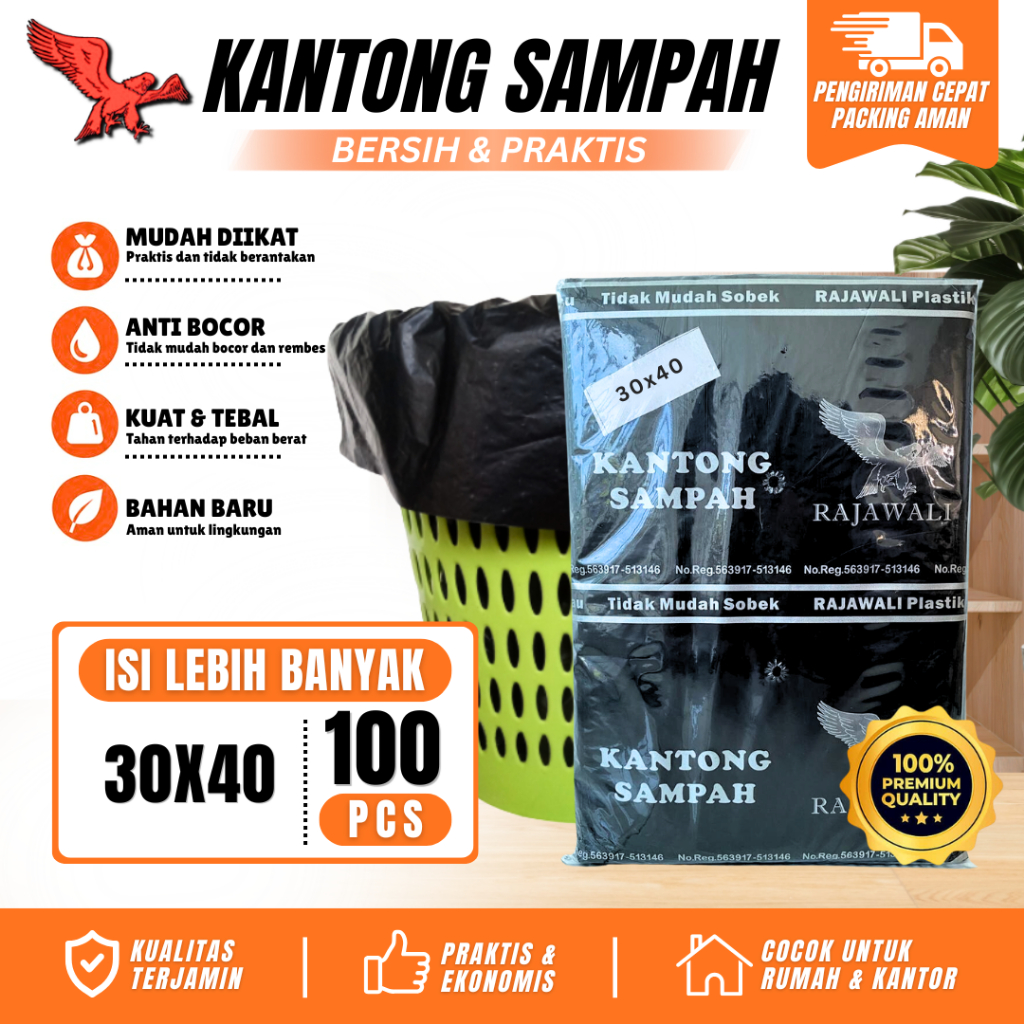 Kantong Plastik Sampah 30/40/50/60/80/90/100 cm Online shop Grabage bag Trash Bag Extra Kualitas