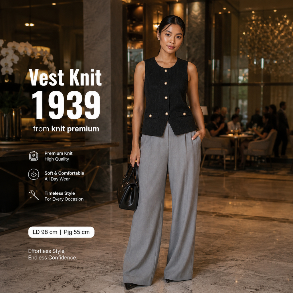 LENORE Vest Knit Crop Top Atasan Wanita Rajut Spring Tops Vest Hitam Wanita Rompi Outer Sleeveless T