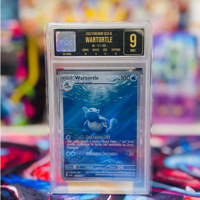 Kartu Pokemon tcg Original Wartortle AR Indo Slab Grade 9 EGS
