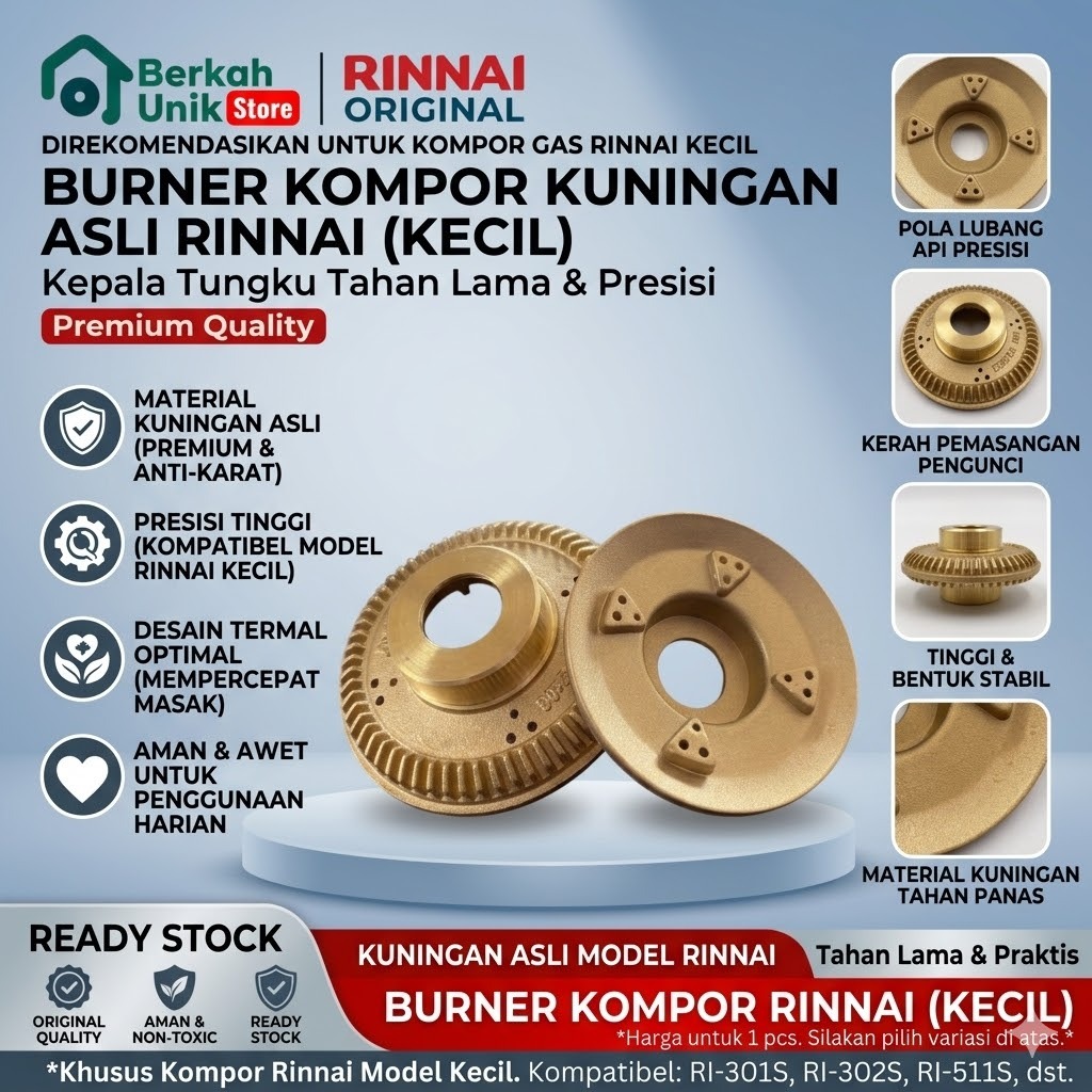 Burner Kompor Rinnai Kecil Kuningan Asli Original Kepala Tungku Burner Rinnai Kecil