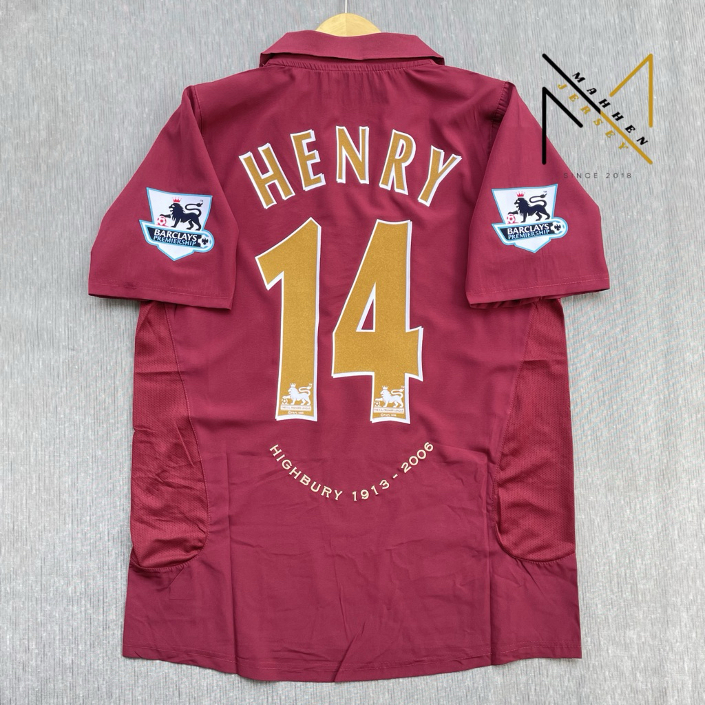 RETRO || JERSEY BOLA ARSENAL 2005 MAROON NNS HENRY VELVET HK