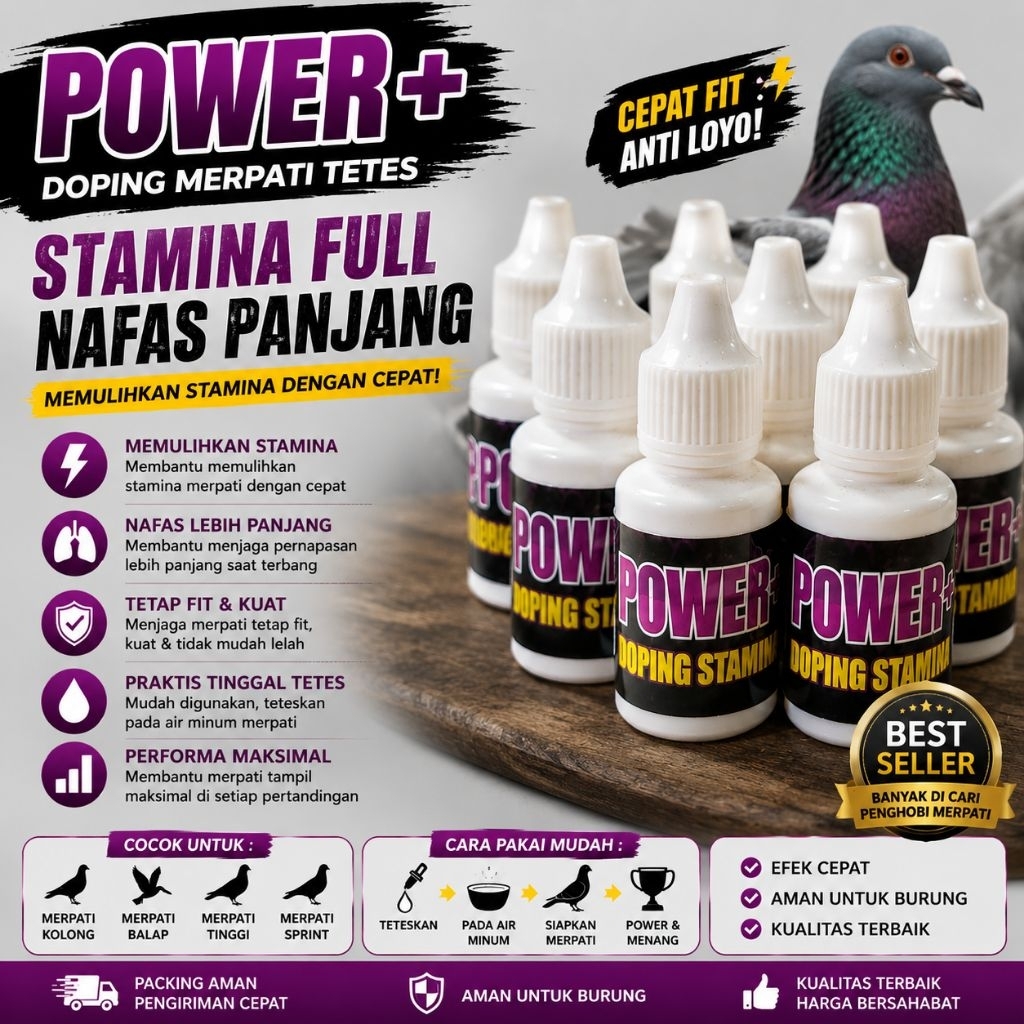 Doping Merpati Power+ Tetes Stamina Nafas Panjang Pemulih Tenaga Merpati Kolong Balap Tinggi Full Po