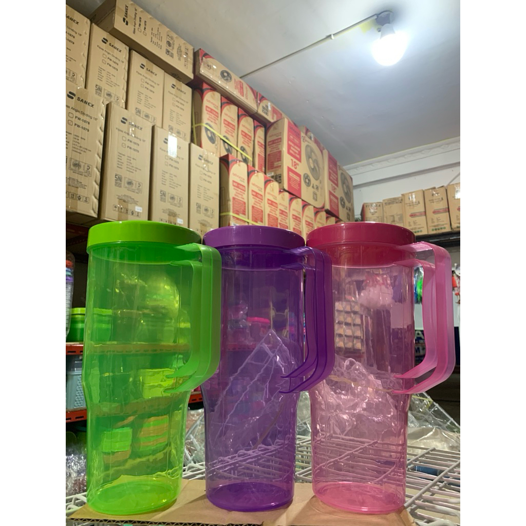 Tumbler Gagang Calista Gelas Minum Plastik Besar Transparan Warna Serbaguna