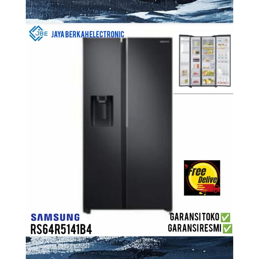 SAMSUNG RS64R5141B4  kulkas Side-by-Side premium berkapasitas besar (676 liter) yang dilengkapi tekn