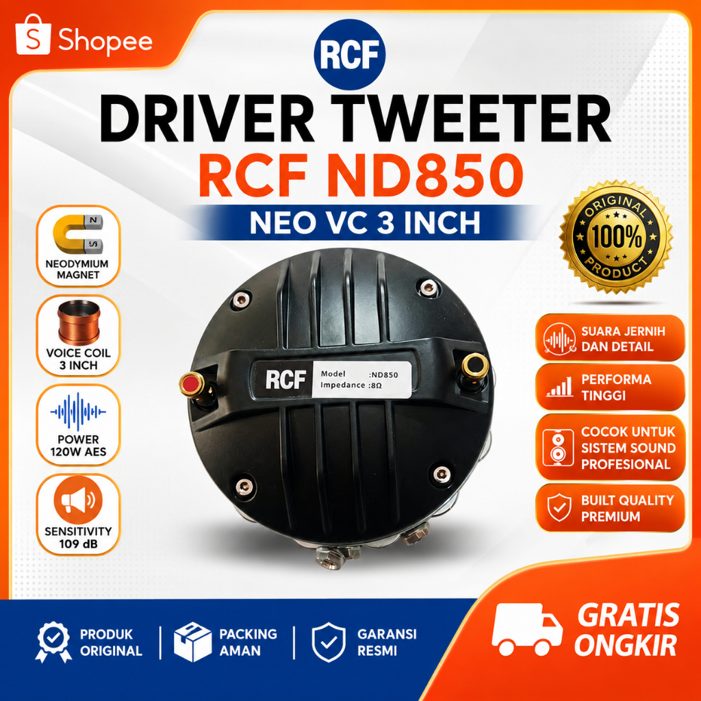 Driver Tweeter RCF ND850 Neo VC 3 Inch | Tweeter Neodymium 2 Inch Sound System Lapangan