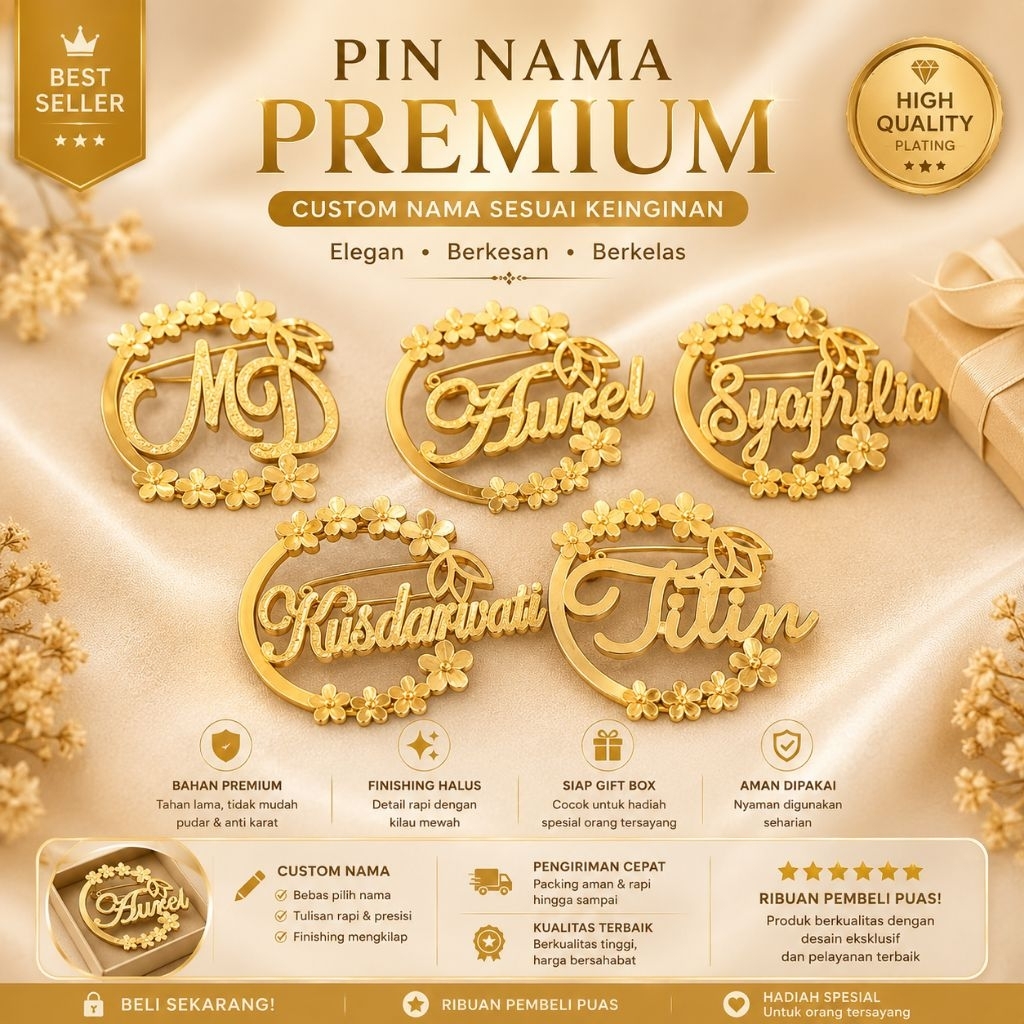Bros Custom Nama Bros Hijab Anti Karat Bros Nama Custom