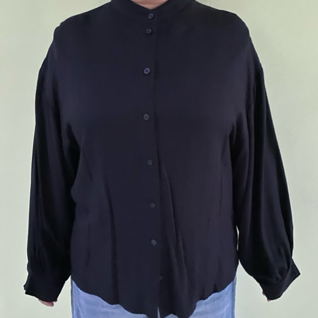 Kemeja Putih Formal Wanita Lengan Panjang Blouse Hitam Polos Lengan Balon Formal Thenblank Preloved 