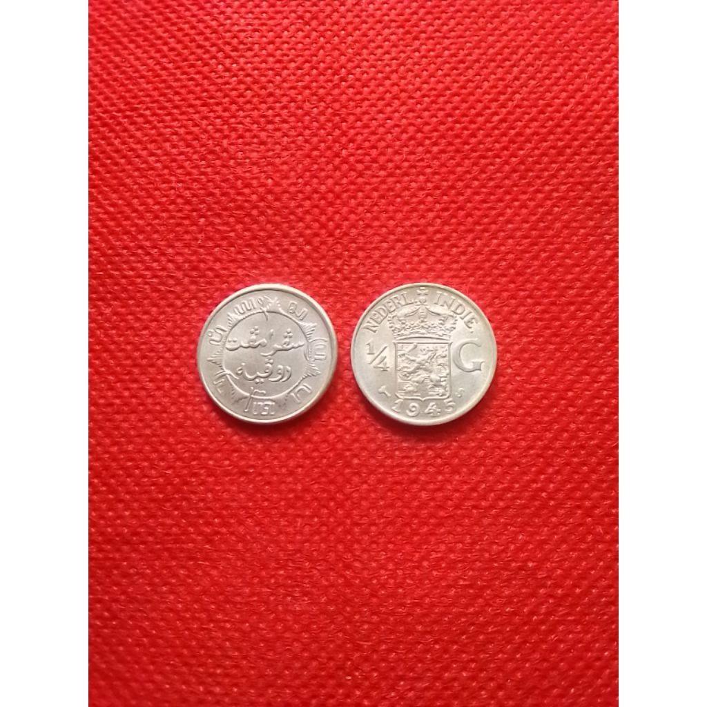 Koin kuno perak asli Wilhelmina 1/4 gulden belanda