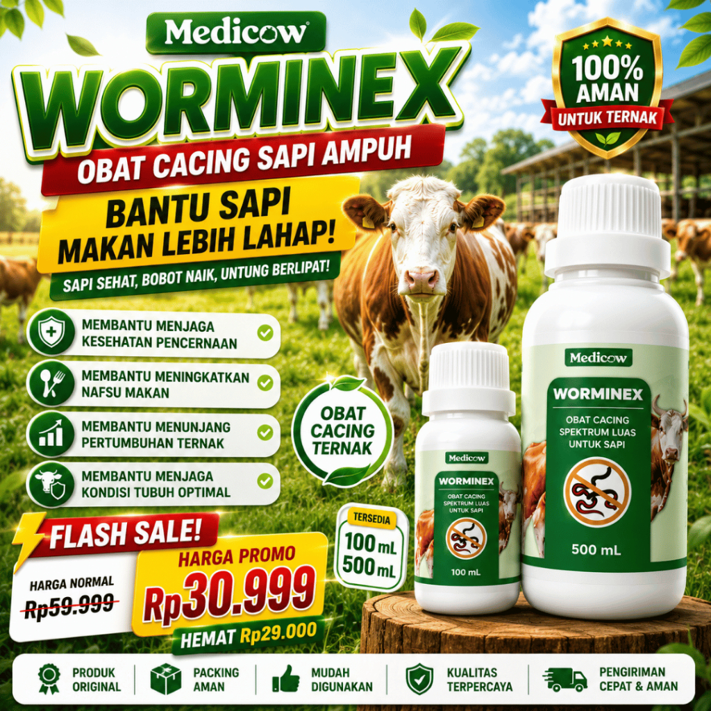 Medicow Worminex Obat Cacing Sapi Ampuh 500ml / Obat Cacingan Kambing Mencret Diare / Obat Ternak Sa