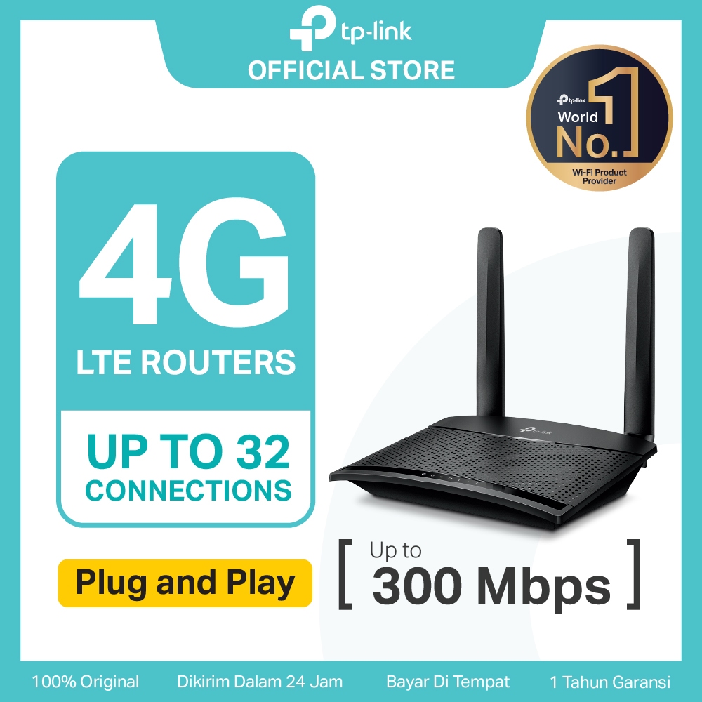 TP-Link TL-MR101 Router I 4G LTE I 300 Mbps Wireless N I dengan 32 Koneksi I Internet Stabil di Mana