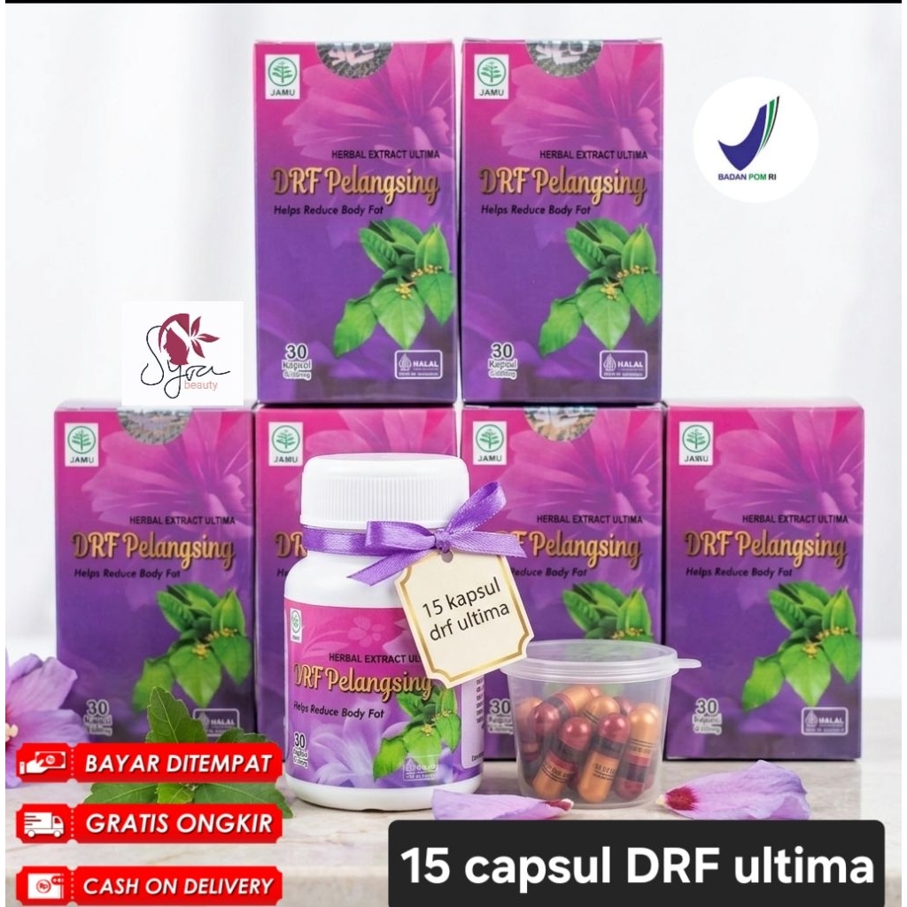 Pelangsing DRF ultima /DRF Bpom terbaru 15 capsul Herbal Original Bpom Jamu herbal Penurun Berat bad