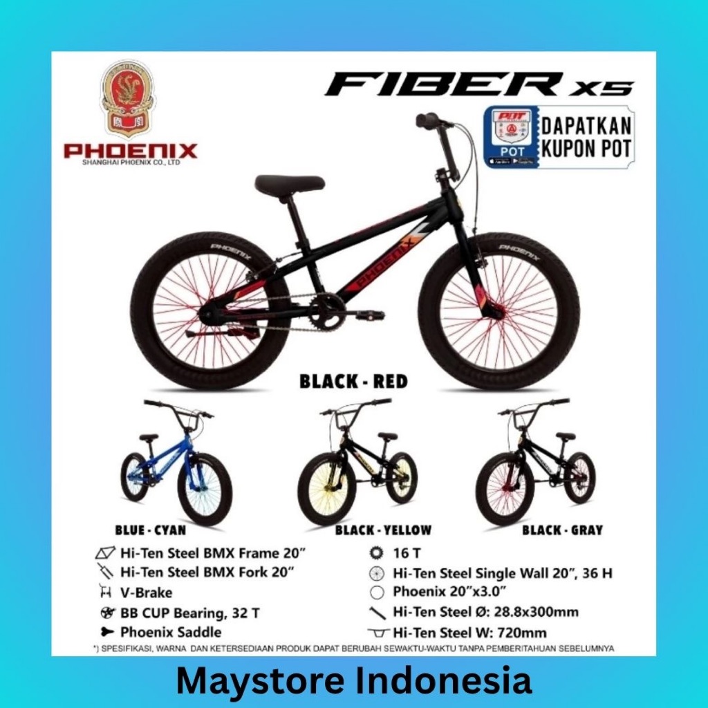 SEPEDA ANAK BMX 20 PHOENIX FIBER X5 X6 UK 20 PHOENIX READY TERMURAH BERGARANSI