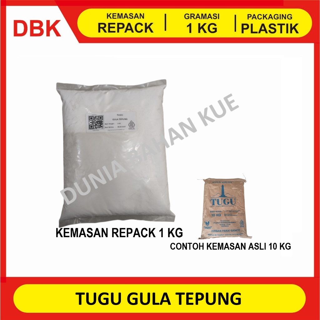 TEPUNG GULA HALUS TUGU/ GULA TEPUNG TUGU - KEMASAN REPACK 1 KG