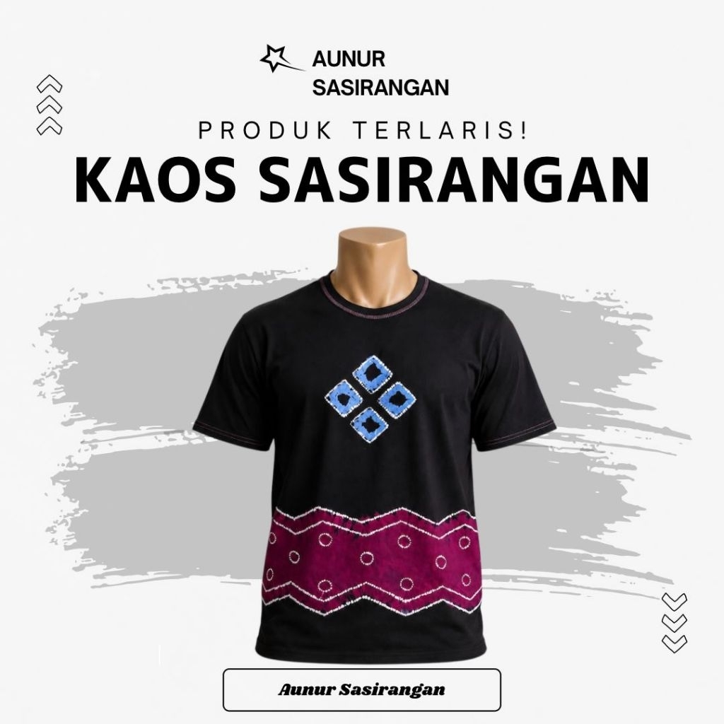 KAOS SASIRANGAN Lengan Pendek Bahan COTTON COMBED Pria & Wanita