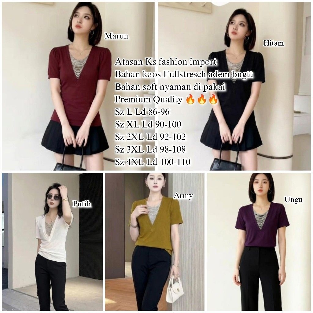 [G55]Atasan kaos import bahan premium ukuran L sampai 4XL
