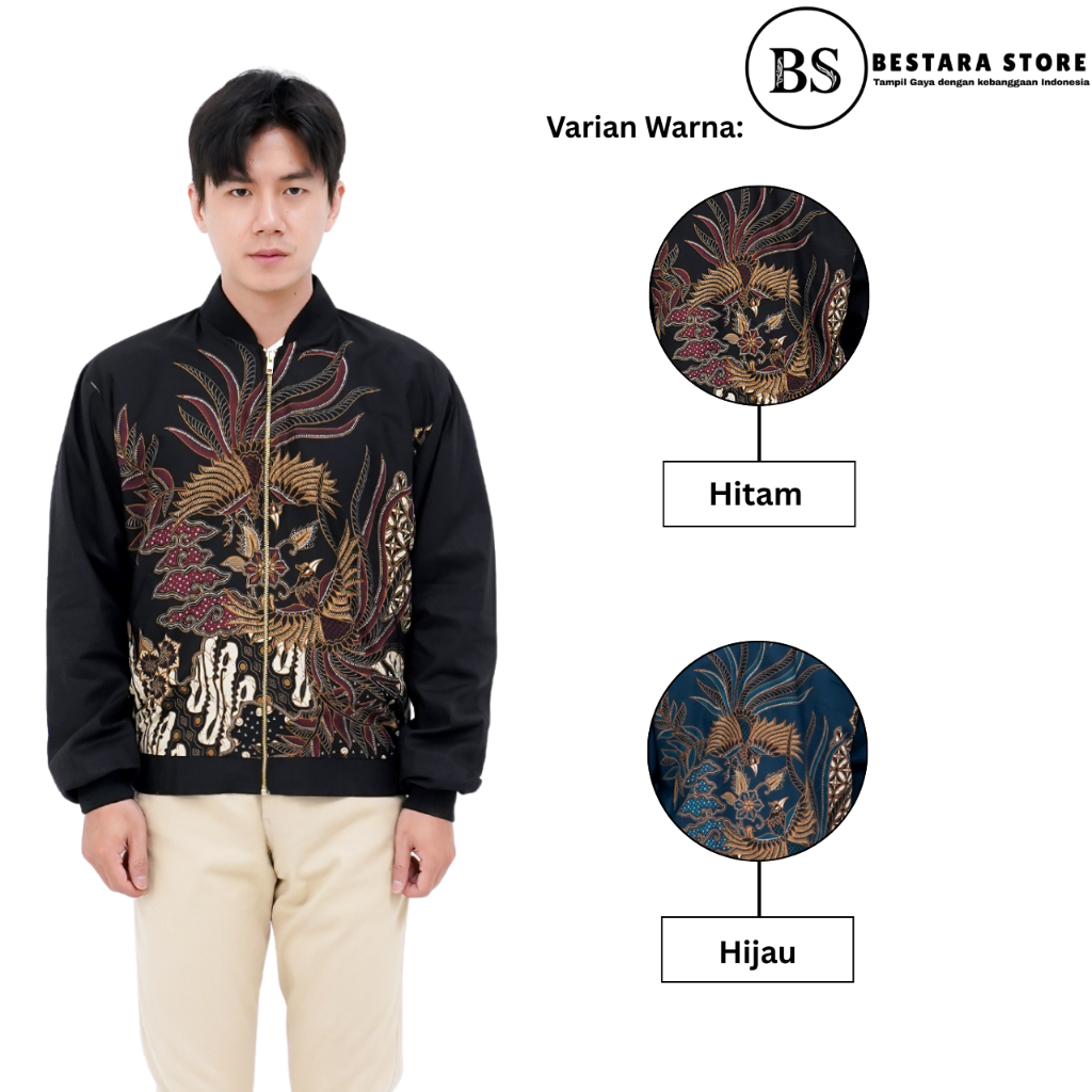 Bestara X Waskito - Jaket Batik Bomber Pria Premium Murah Motif Garuda Nirwana JKB 101369