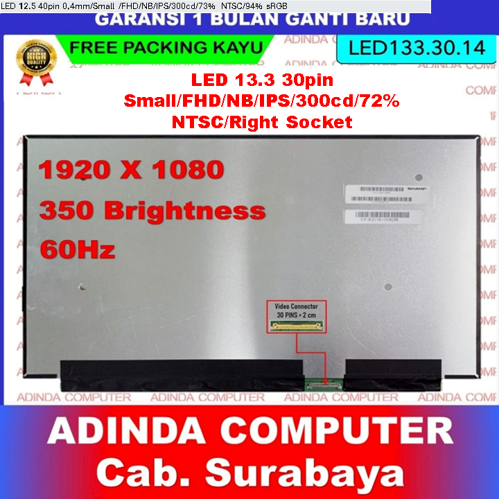 LCD LED Dell Latitude 13-5310 13-3301 P99G P97G 13.3 13 Inch 30 pin 30pin Small Narrow Full HD FHD I