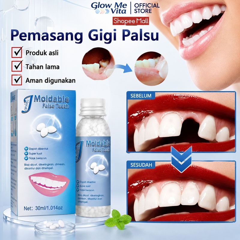 Gigi palsu penambal gigi palsu lepas pasang butiran penambal gigi tambal gigi butiran untuk berluban