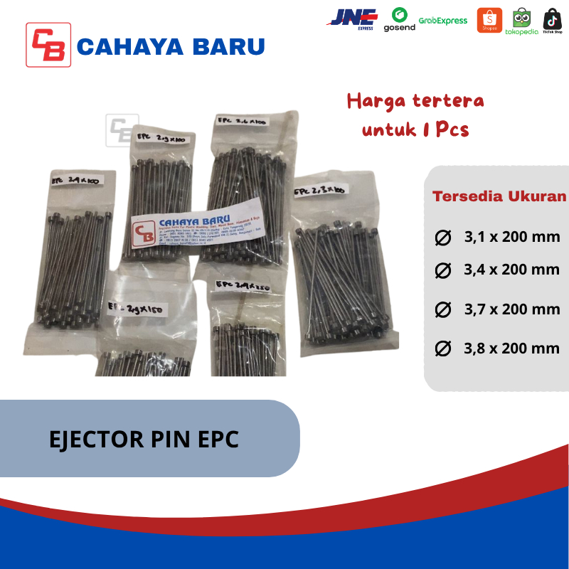 Ejector Pin EPC 3,1 x 200 / 3, 4 x 200 / 3,7 x 200 / 3,8 x 200 mm