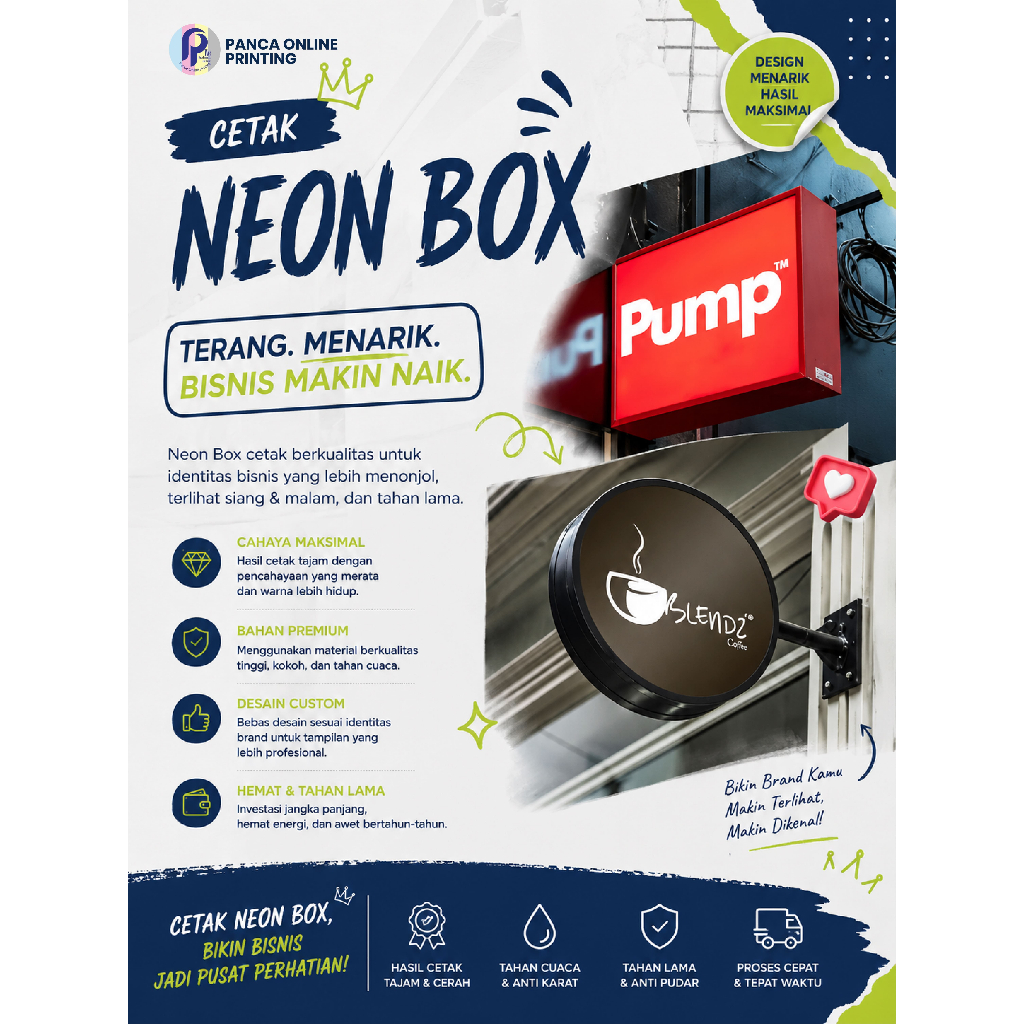 Neon Box Custom Persegi Panjang Akrilik 3mm