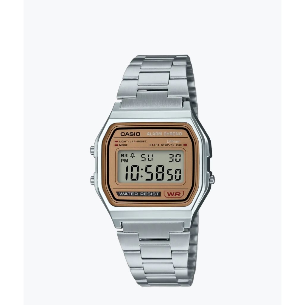 Jam Tangan Unisex Casio Vintage A158WEA-9D Digital Digital Dial Silver Stainless Steel Band