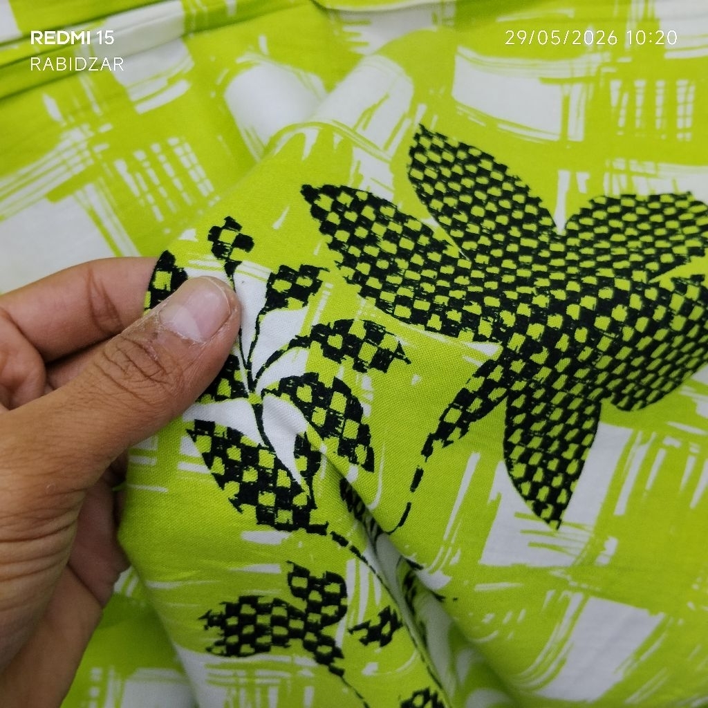 KAIN COTTON PREMIUN FULL COTTON MOTIF BUNGA HITAM