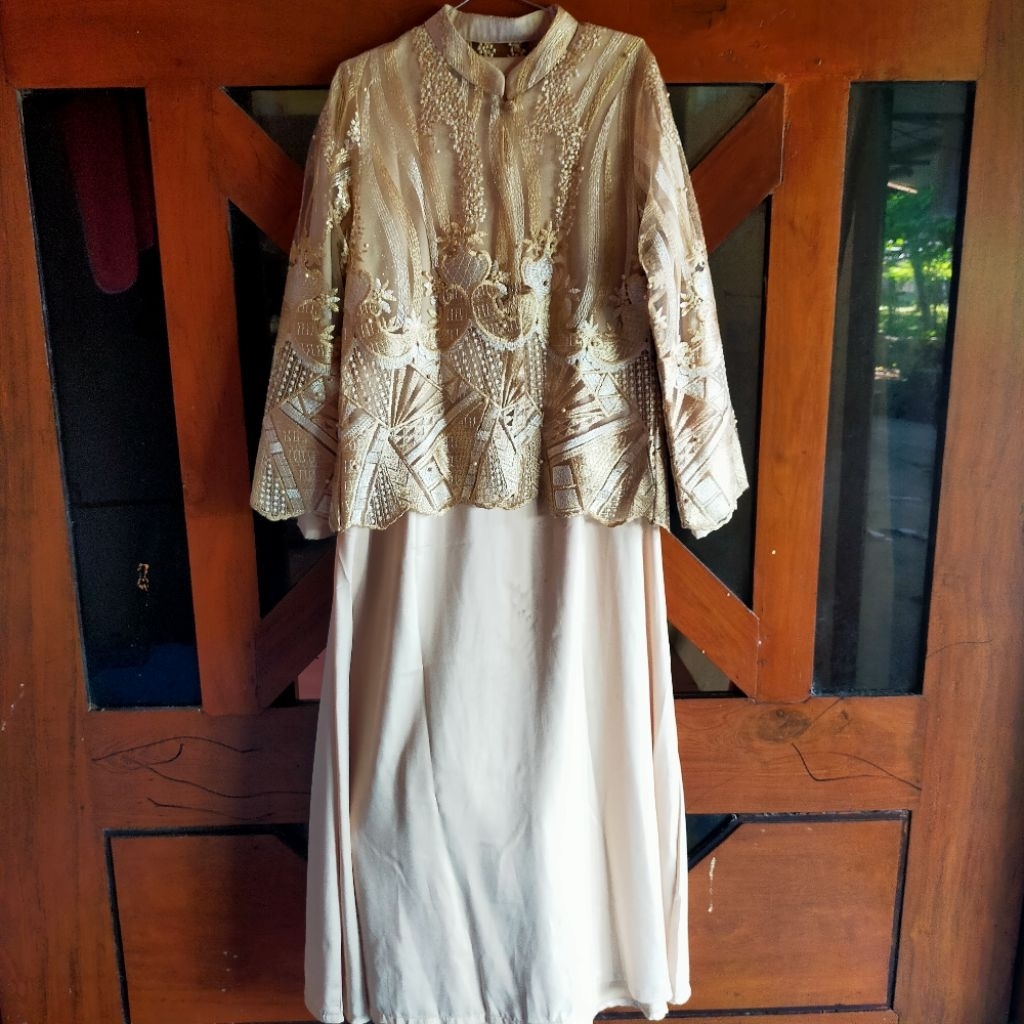 gamis set cardigan brokat