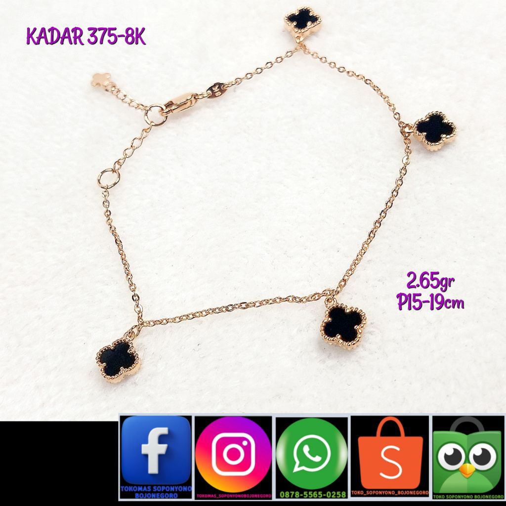GELANG RANTAI BUNGA HITAM KADAR 375-8K