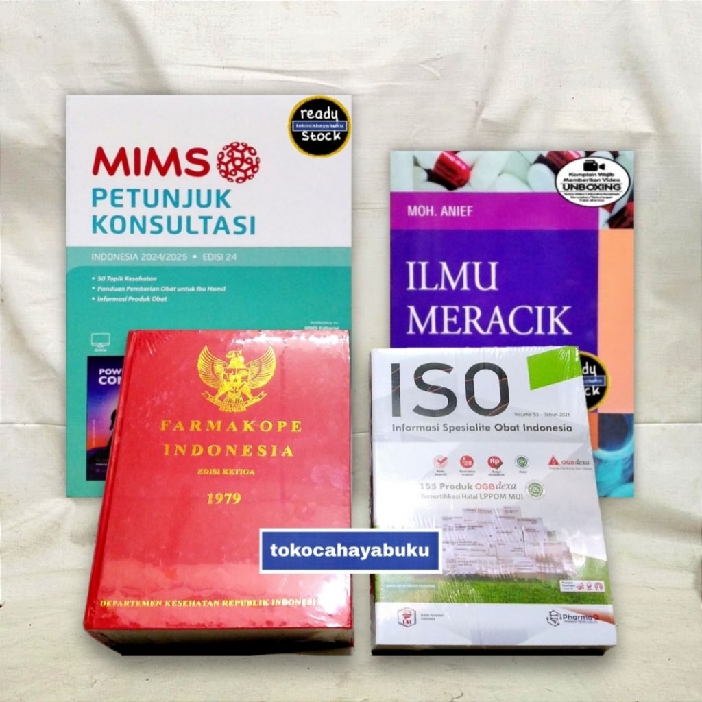 Paket 4 Buku Farmasi ; ( FI 3 ) Farmakope 3, MIMS Konsultasi 2025 , ISO, IMO