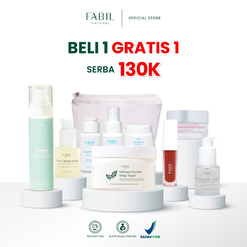 FABIL - Paket Bundle Skincare Serum Sunscreen Mist Serba 130rb