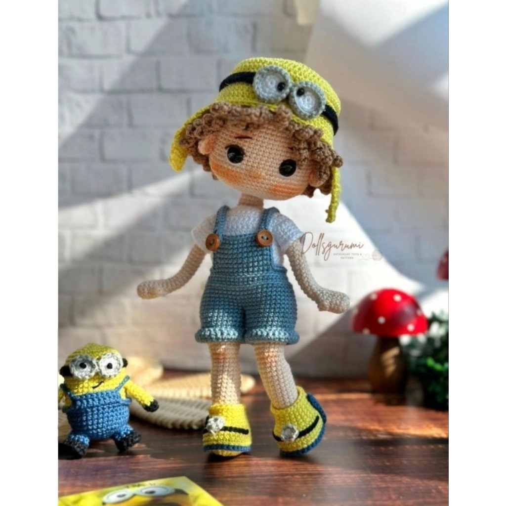 Lucas Doll and costume Minion Human Doll Crochet Pattern BISA PRINT/CETAK (HANYA POLA)