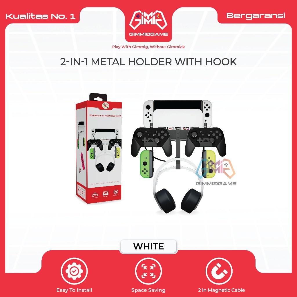 Wall Mount Bracket Nintendo Switch OLED – Holder Konsol + Headset Controller