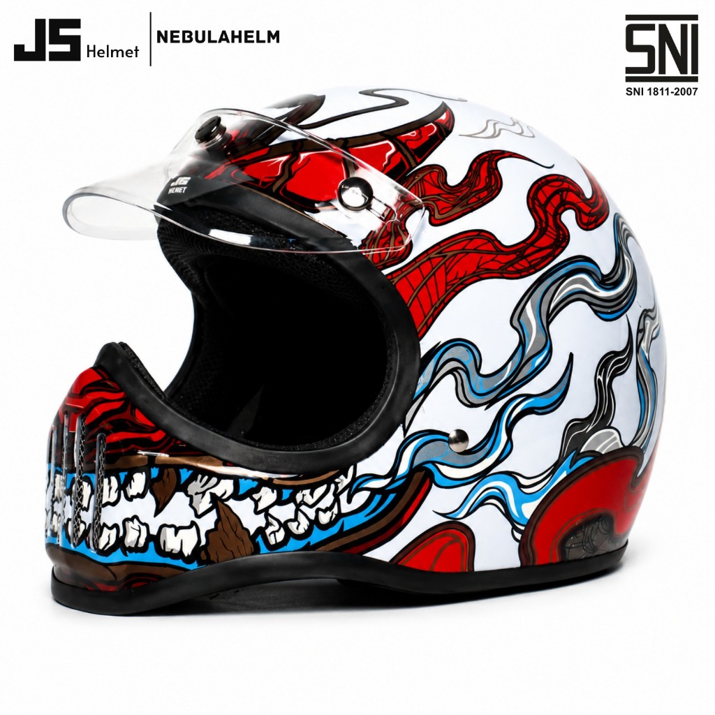 Helm JS CAKIL MOTIF DRAGON SNI/Helm Cross/Helm Sport/Helm Cakil/Helm Full Face