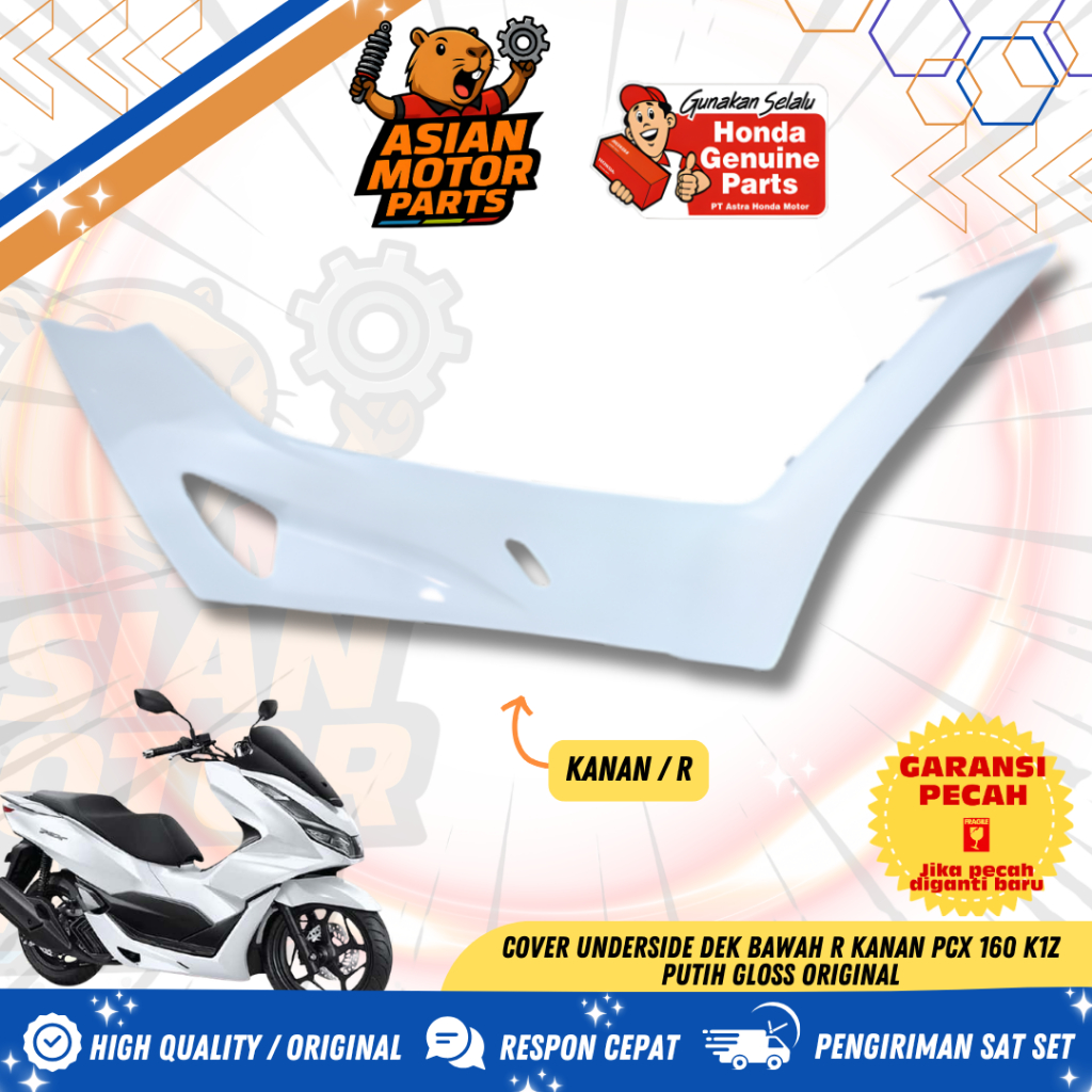 Cover Right Floor Side R kanan Putih Honda PCX 160 K1Z ORIGINAL ASLI