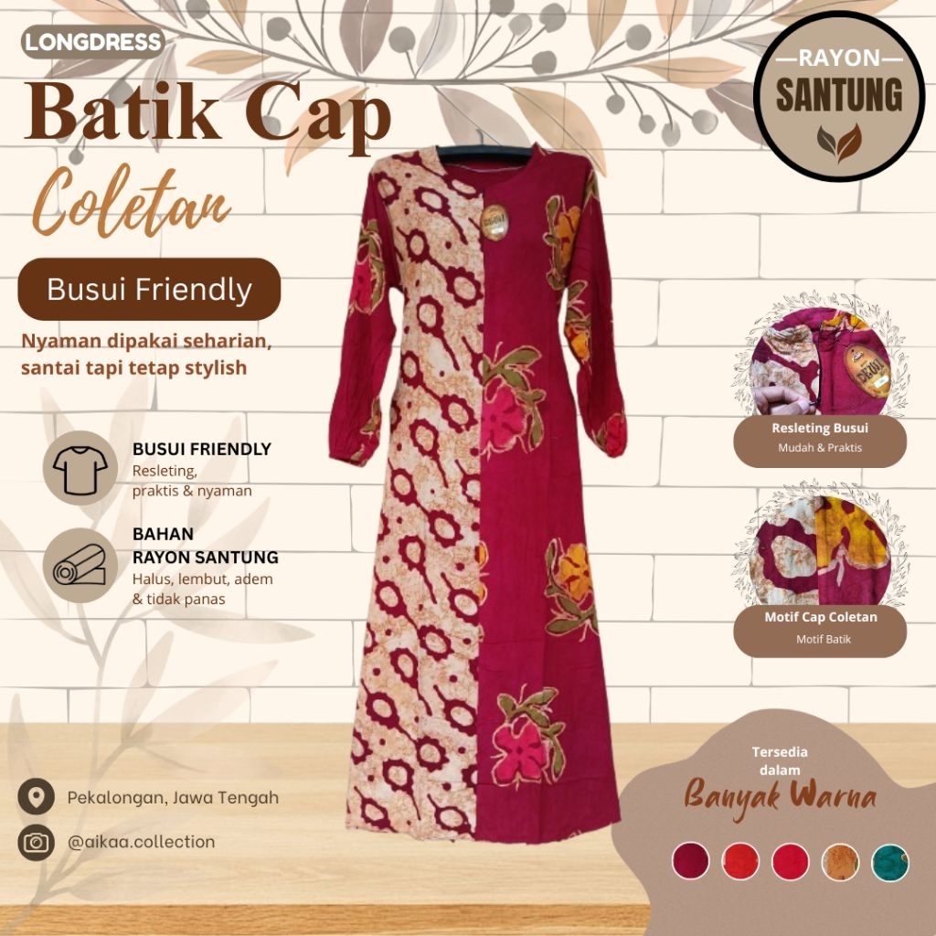 LONGDRESS BATIK CAP || LONGDRESS BATIK CAP COLETAN || LONGDRESS BATIK BUSUI RESLETING