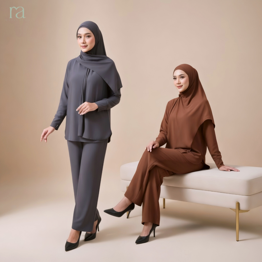 One Set Wanita Muslimah Setcel Rezkita Jersey Premium Setelan Celana Kulot Jumbo