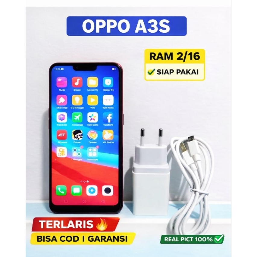 OPPO A3S Hp Bekas Normal No Minus Siap Pakai Murah ada bonus