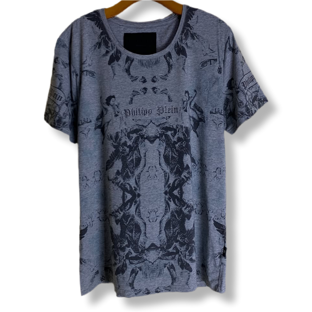 PHILIP PLEIN TATTOO GRAPHIC GRAY T-SHIRT | KAOS | AFM