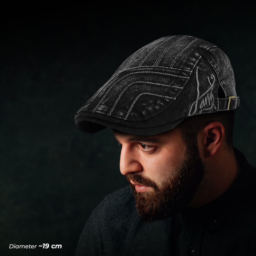 Topi Kodok Seniman Pelukis Sutradara Copet Pet Painter Hat Flat Cap Caps Jeans Bordir Retro Katun - 