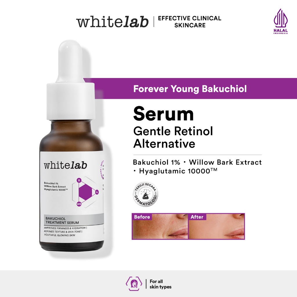 Whitelab Bakuchiol Treatment Serum - Atasi Jerawat dan Bruntusan Alternatif Retinol dengan Bakuchiol