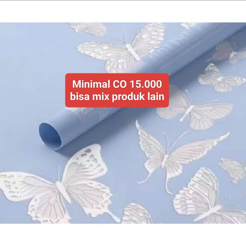 (Batam) Kertas bucket / cellophane motif kupu-kupu / wrapping paper butterfly