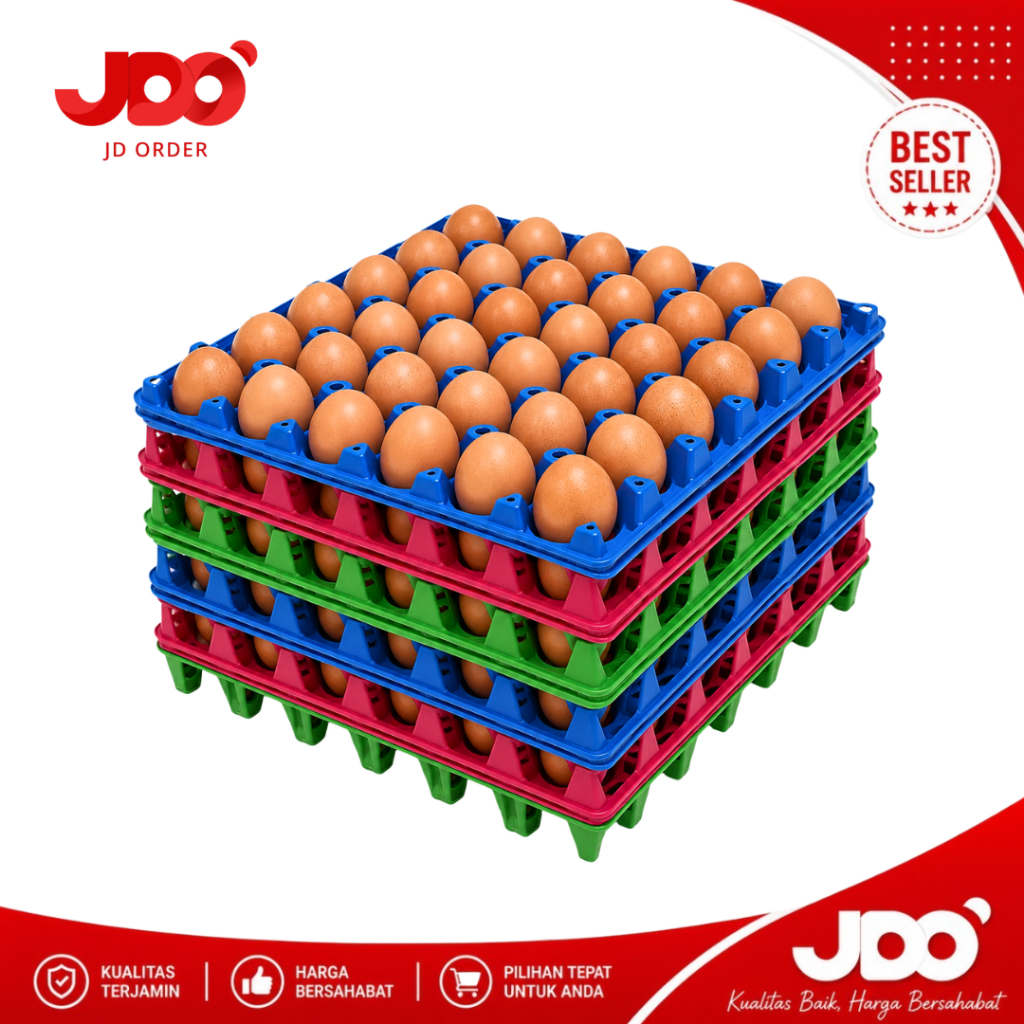 JDO Paket (6Pcs) Egg Tray Plastik Tempat Telur, Rak Tatakan Telor Plastik 30 Butir Warna Mix