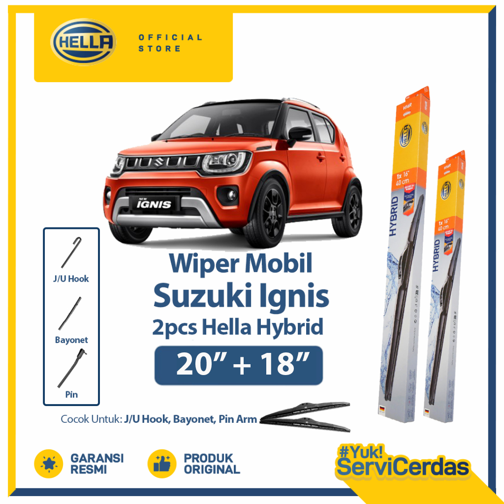 Wiper Mobil SUZUKI Ignis 20” + 18” (2pcs) - HELLA Hybrid