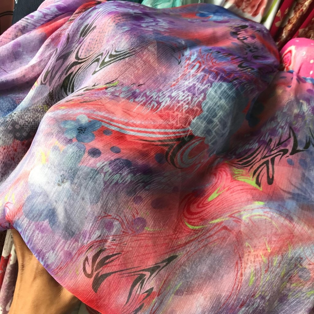 Kain sifon motif ~ kain sifon glossy motif ~ kain sifon salju motif mewah elegan