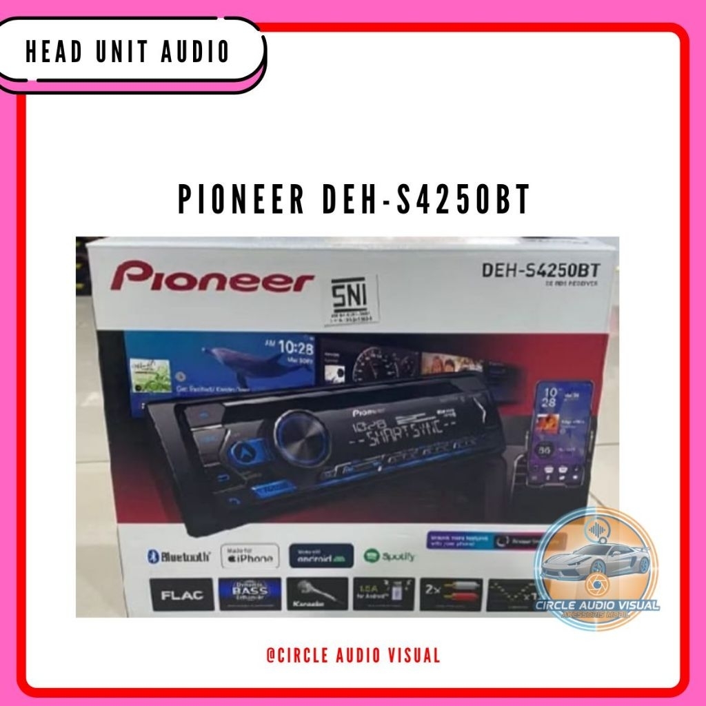 HEAD UNIT PIONEER DEH- S4250BT/ S 4250 BT/0S4250 BT BLUETOOTH TAPE SINGLE DIN PIONEER