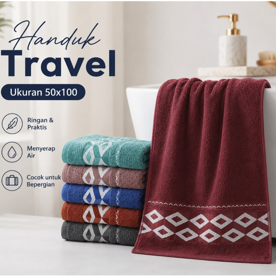 Handuk Mandi Travel Katun Ukuran 50x100cm - Sandy Collection