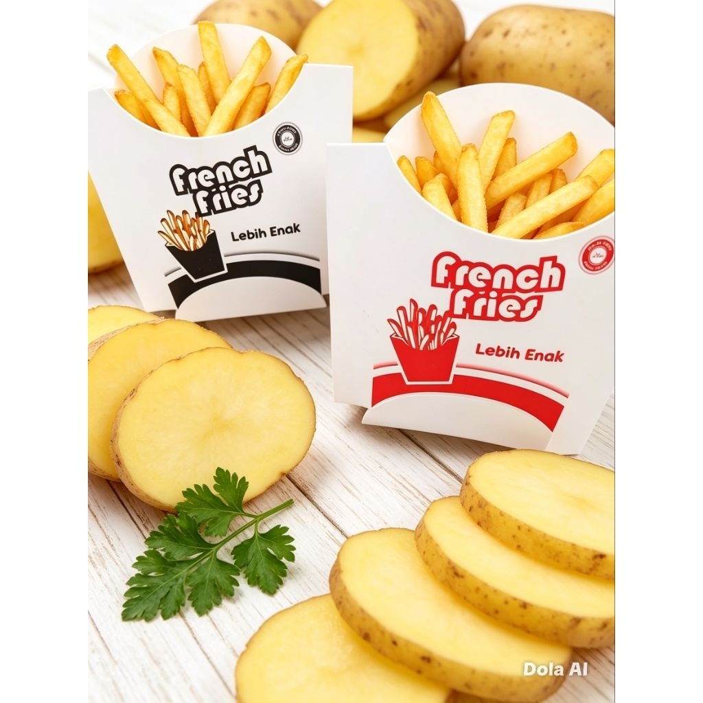 bungkus kentang goreng isi 100 bahan ivory , kemasan kertas kentang goreng